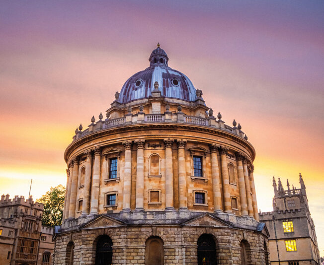 Sunset surrounding the Oxford Radcliffe while on a Summer Boarding Courses
